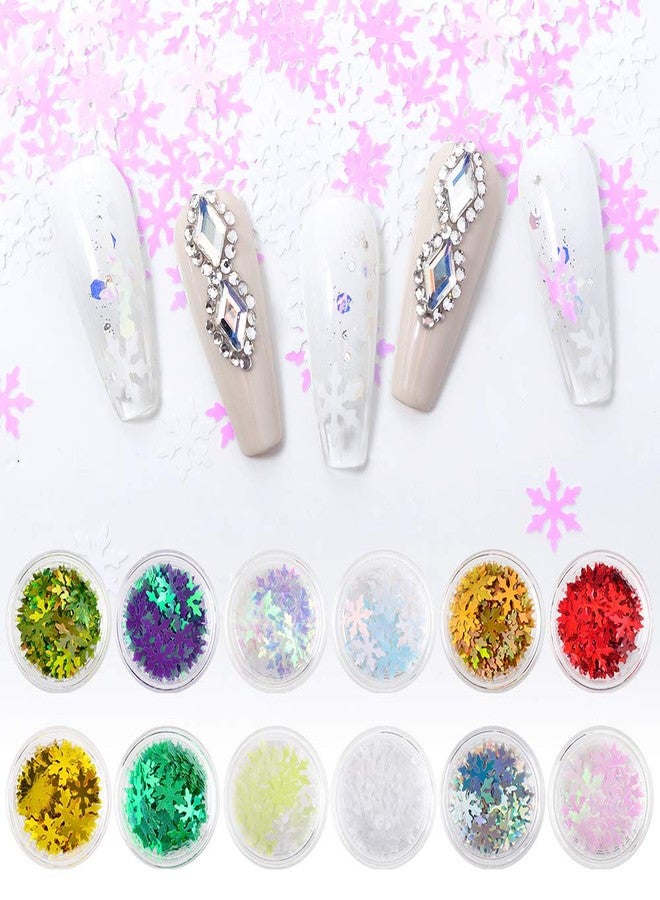 MEILINDS 3D Glitter Sequins Nail Art Tips Charms Winter Snowflake Design Christmas Manicure Nail Decoration 12 Colors - Image 1