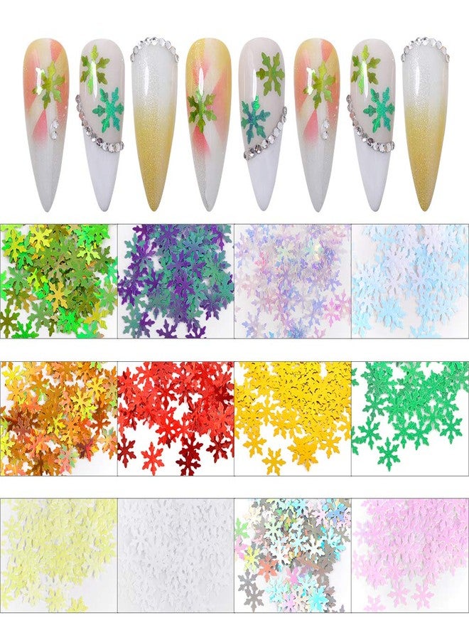 MEILINDS 3D Glitter Sequins Nail Art Tips Charms Winter Snowflake Design Christmas Manicure Nail Decoration 12 Colors - Image 5