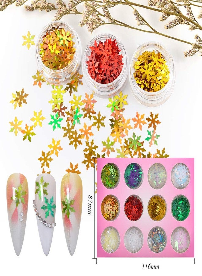 MEILINDS 3D Glitter Sequins Nail Art Tips Charms Winter Snowflake Design Christmas Manicure Nail Decoration 12 Colors - Image 2