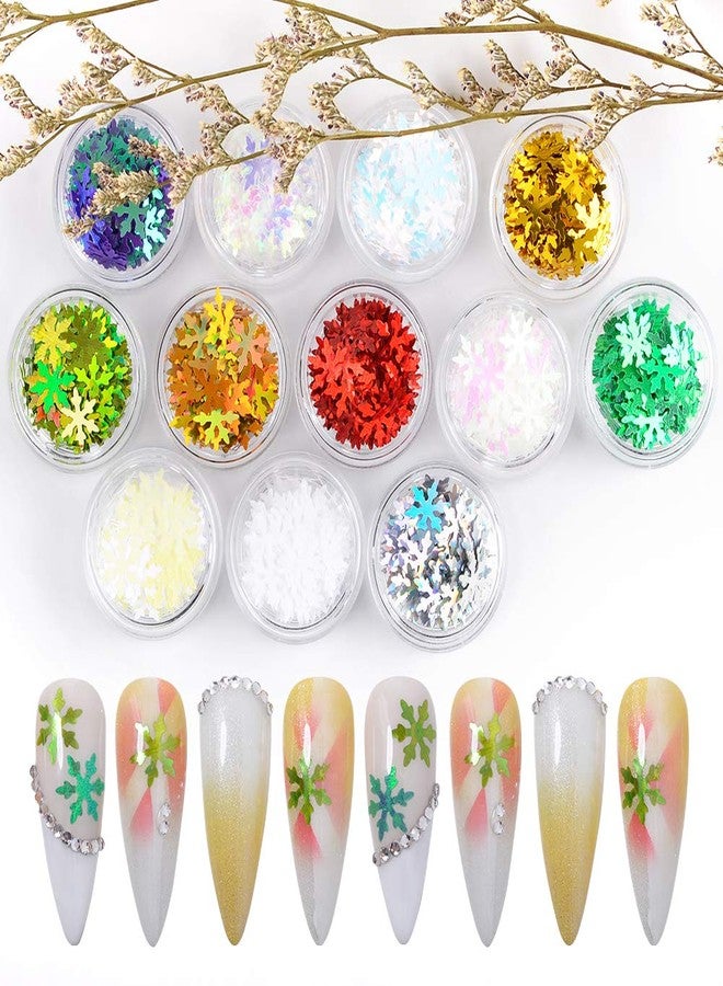 MEILINDS 3D Glitter Sequins Nail Art Tips Charms Winter Snowflake Design Christmas Manicure Nail Decoration 12 Colors - Image 3