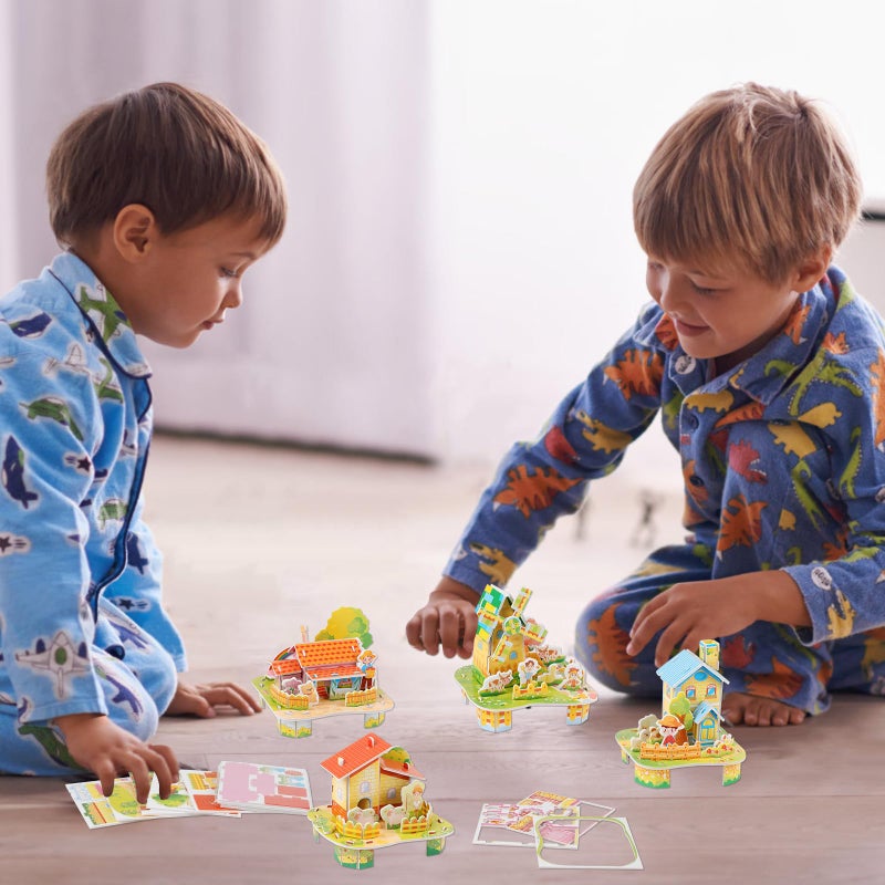 سساين CCINEE 12 حزمة 3D منزل بناء الألغاز عدة للأطفال 3D DIY بانوراما الكرتون ورقة الألغاز لعبة مجموعة للأطفال الهدايا اليد على الحرف اليدوية جوائز المدرسة - Image 5