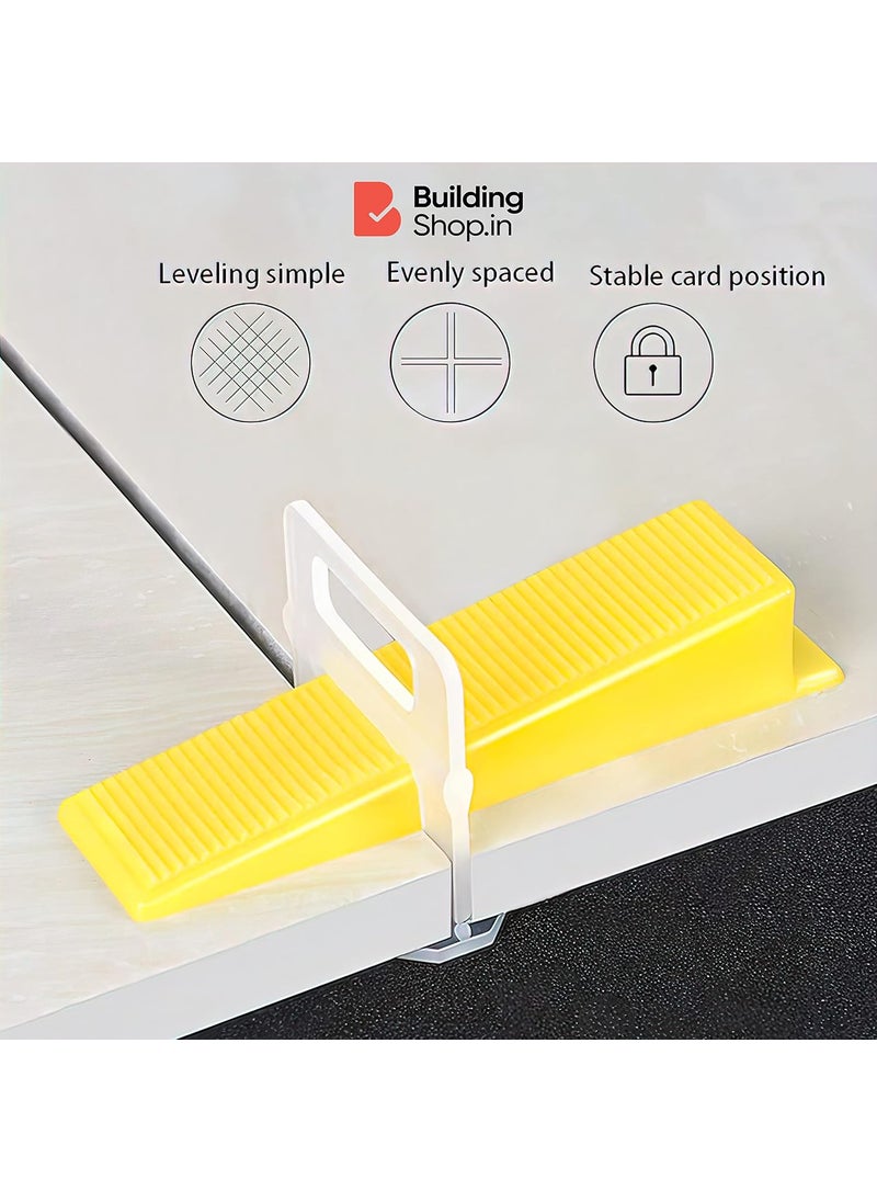 Buildingshop - Buildingshop Tile Leveling System 3 MM Spacers Tile Leveler Clips Wedges DIY Tile Leveler Spacers for Professional Floor Tiles Ceramic Tile and Stone Installation Wedges 50 Clips 50 - Image 1