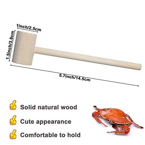 TDOCK 18 Pieces Mini Wooden Hammers Gavel Toy for Kids, Natural Wood Crab Lobster Seafood Mallets - Image 2