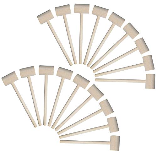 TDOCK 18 Pieces Mini Wooden Hammers Gavel Toy for Kids, Natural Wood Crab Lobster Seafood Mallets - Image 1