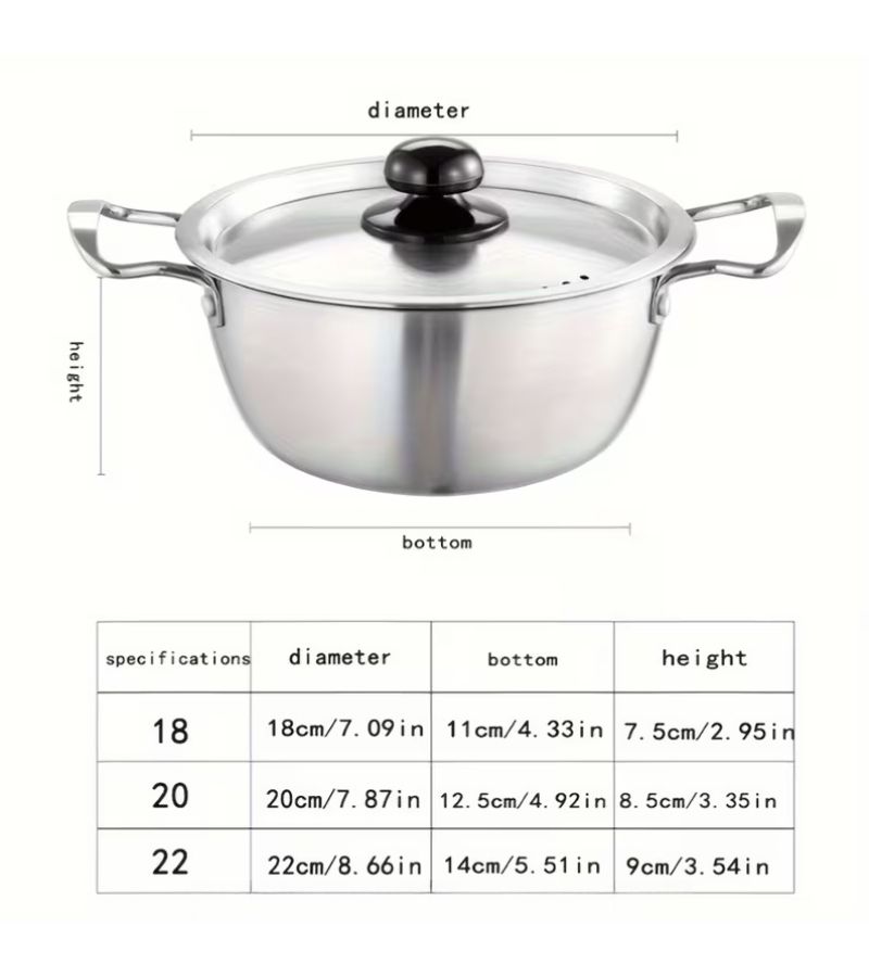 8.66 Inch Stainless Steel Soup Pot for Induction Cooker Instant Noodles Hot Pot Camping Outdoor - Image 4