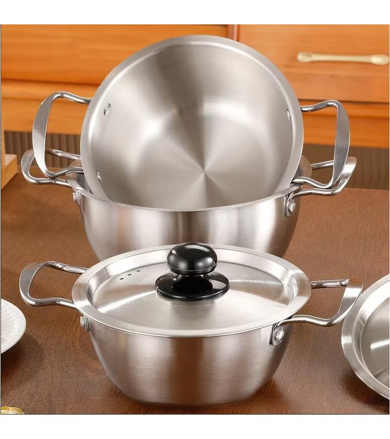 8.66 Inch Stainless Steel Soup Pot for Induction Cooker Instant Noodles Hot Pot Camping Outdoor - Image 2