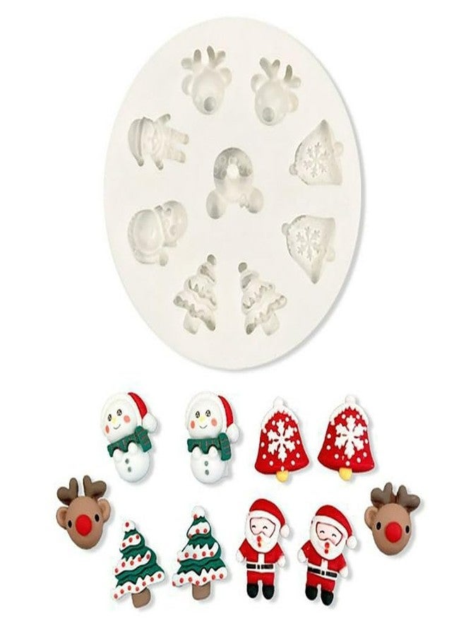 Skytail 9 Cavities Christmas Silicone Fondant Mould Mini Xmas Chocolate Candy Cake Molds Snowman Tree Santa Claus, Reindeer Baking Molds for Xmas New Year Party Cake Decor - Image 1