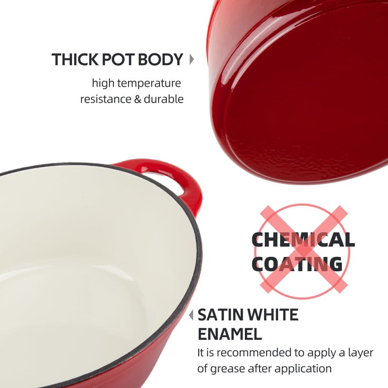Alathote 5.5 Quart Oval Enameled Cast Iron Dutch Oven Pot With Lid  Oven Safe Up To 550 F & Dishwasher Safe  Sturdy Dutch Oven Cookware - Image 4