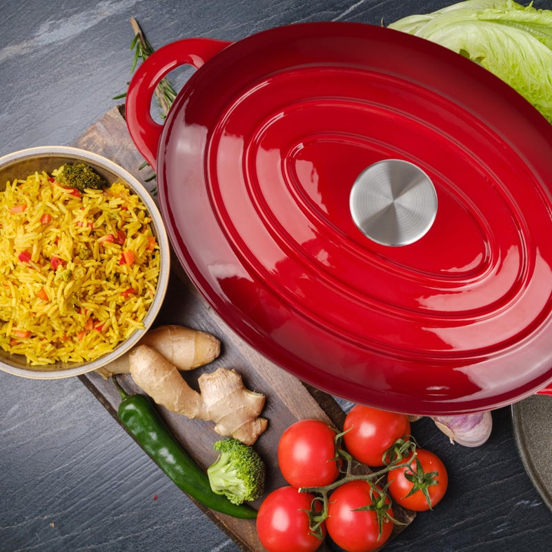 Alathote 5.5 Quart Oval Enameled Cast Iron Dutch Oven Pot With Lid  Oven Safe Up To 550 F & Dishwasher Safe  Sturdy Dutch Oven Cookware - Image 5
