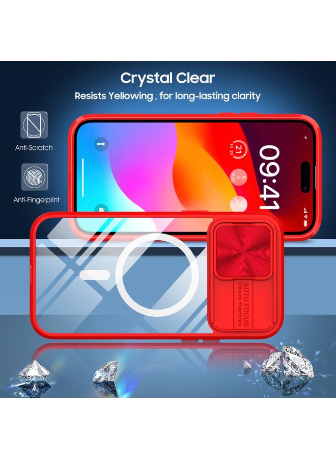 اس-توب جراب لهاتف iPhone 14 Pro Max مصنوع من الأكريليك الشفاف + PC + TPU MagSafe Lens غطاء منزلق بتغطية كاملة جراب هاتف - Image 2