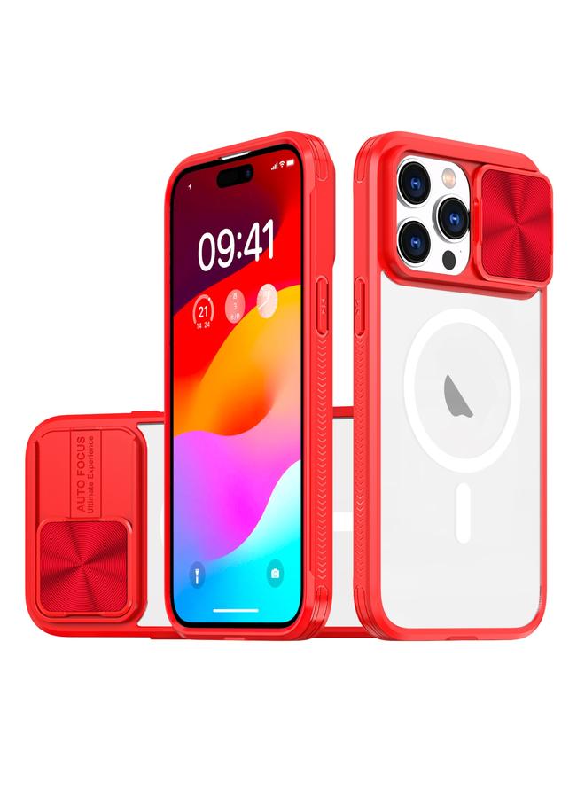 اس-توب جراب لهاتف iPhone 14 Pro Max مصنوع من الأكريليك الشفاف + PC + TPU MagSafe Lens غطاء منزلق بتغطية كاملة جراب هاتف - Image 1