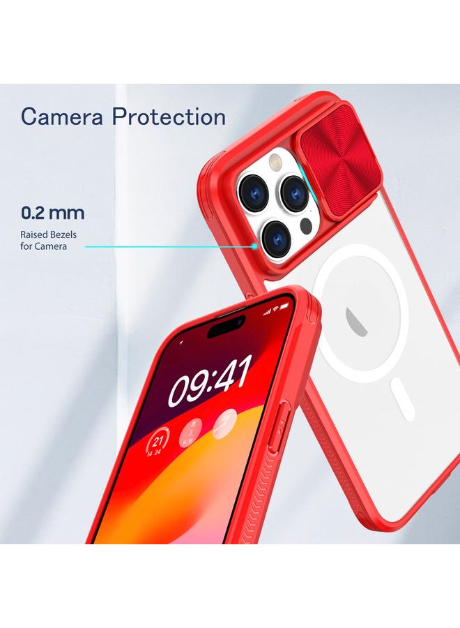 اس-توب جراب لهاتف iPhone 14 Pro Max مصنوع من الأكريليك الشفاف + PC + TPU MagSafe Lens غطاء منزلق بتغطية كاملة جراب هاتف - Image 5