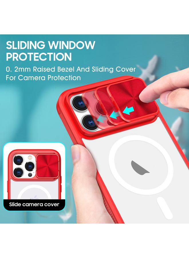 اس-توب جراب لهاتف iPhone 14 Pro Max مصنوع من الأكريليك الشفاف + PC + TPU MagSafe Lens غطاء منزلق بتغطية كاملة جراب هاتف - Image 3
