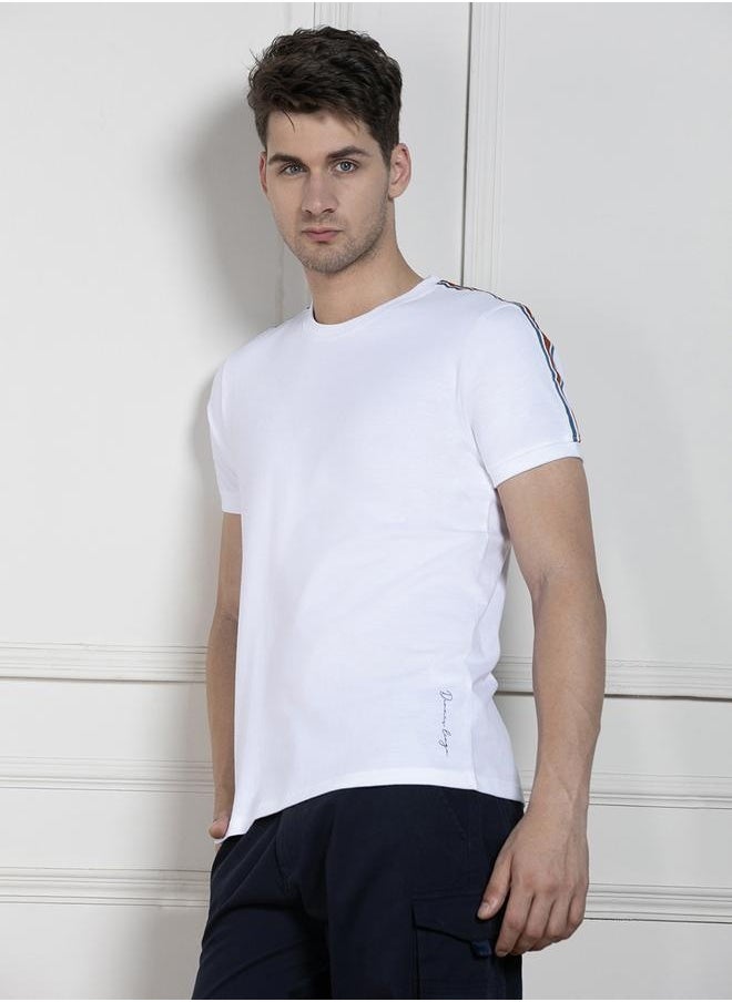 Dennis Lingo Regular Fit White Cotton T-Shirt Crew Neck  - Image 1