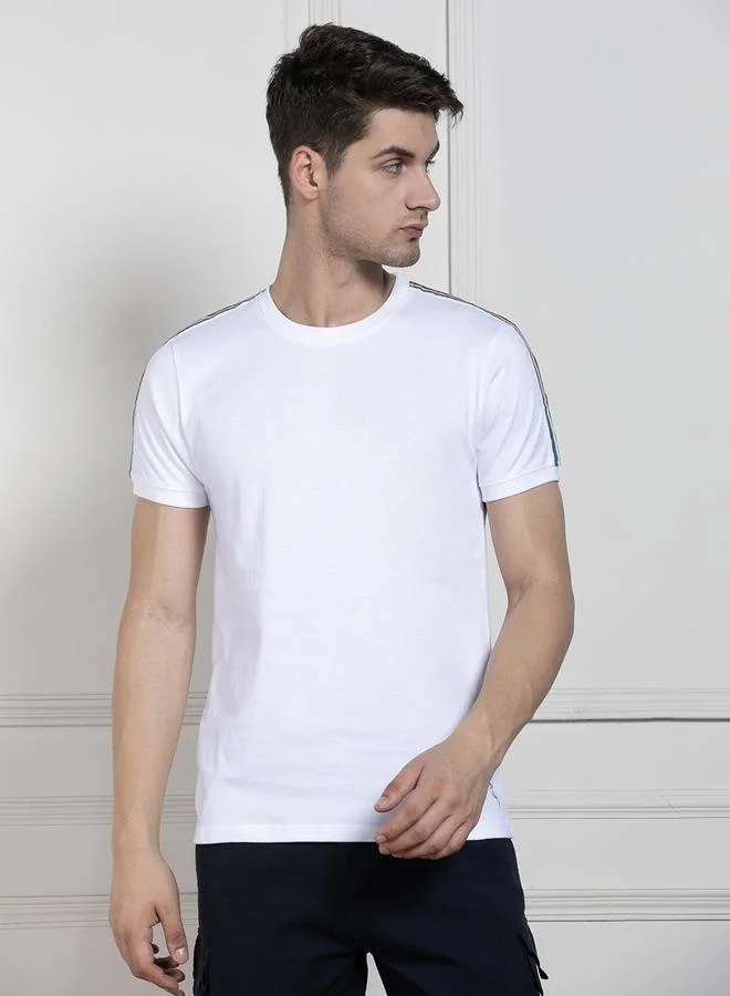 Dennis Lingo Regular Fit White Cotton T-Shirt Crew Neck