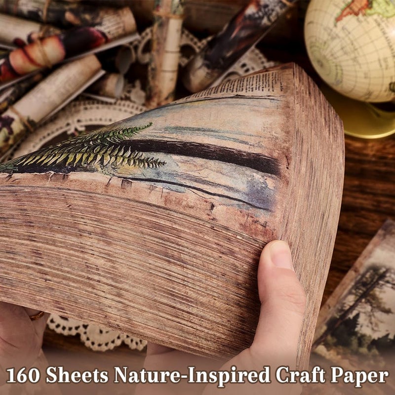 icceemee 160 Sheets of Nature Scrapbook Paper, journaling Scrapbook Supplies Craft Collage Paper Set, Junk Journal Bullet Journal Poster Room Decor for Card Making Decorative Gifts - Image 4