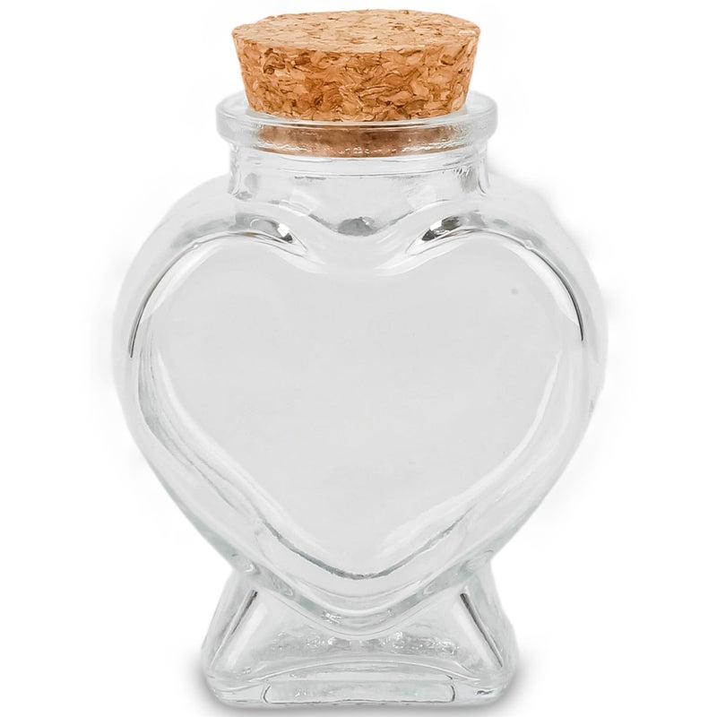 Moodefing 50ml 1Pcs Empty CLear Glass Heart-Shaped Bottles Decorative, Glass Bottle with Cork Stopper for Wedding and DIY Art Craft - Image 1