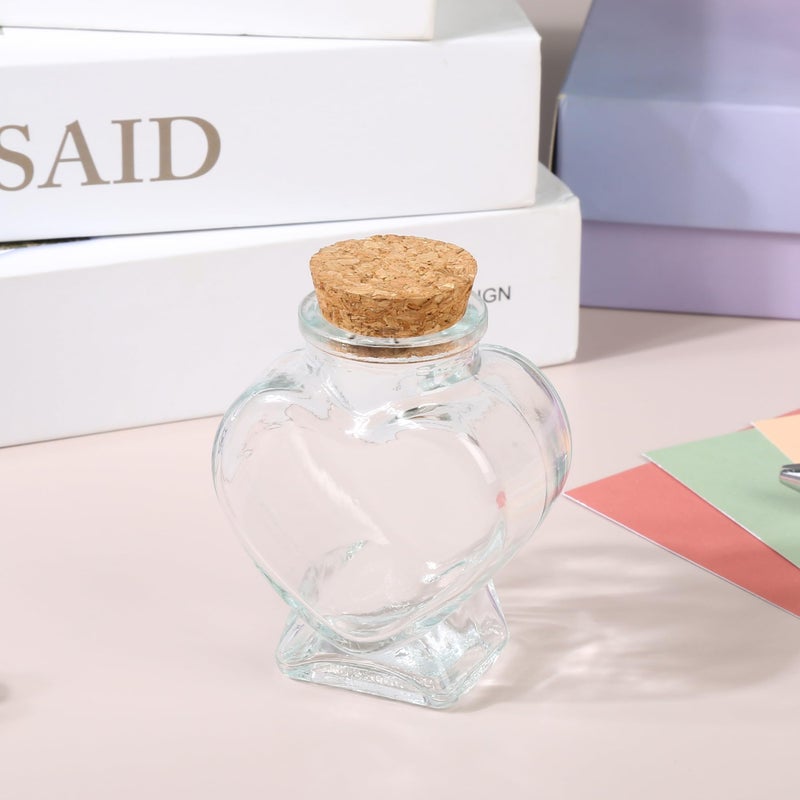 Moodefing 50ml 1Pcs Empty CLear Glass Heart-Shaped Bottles Decorative, Glass Bottle with Cork Stopper for Wedding and DIY Art Craft - Image 4