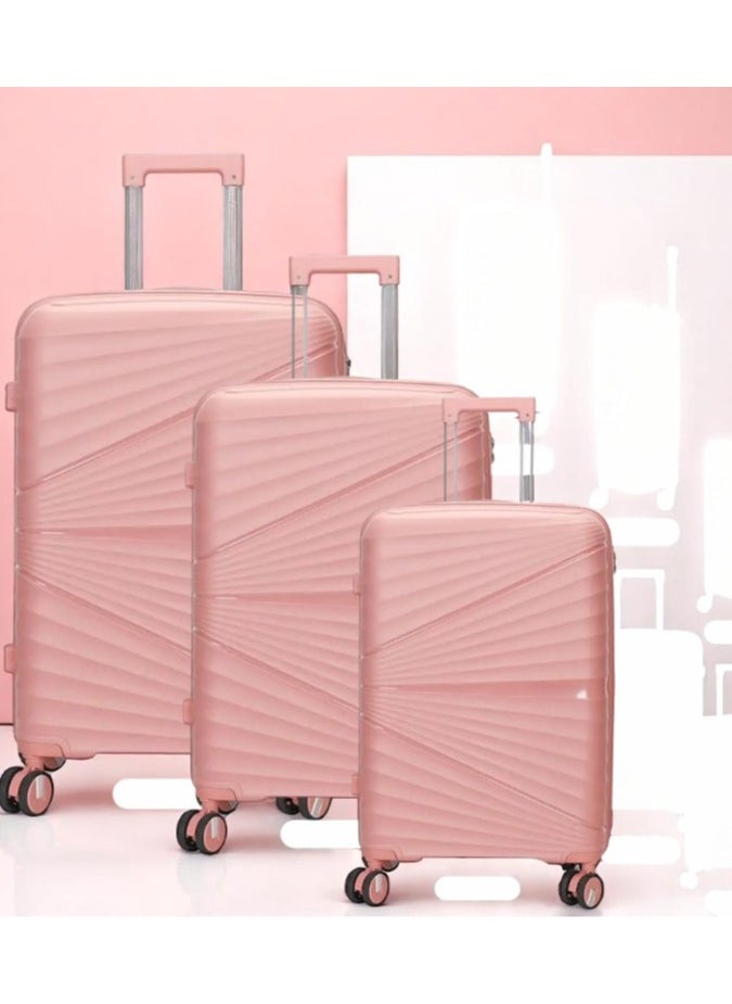 WDA Luggage Sets 3 Piece With Trolley Set With Lightweight Polypropylene Shell 8 Spinner Wheels For Travel  - Image 1