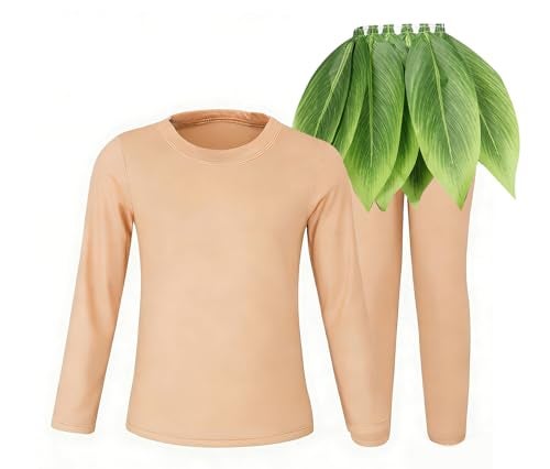 WonderBabe Boys Ocean adventure Long Sleeves 3Piece Shirt and Leggings Costumes Halloween Dress Up Outfit with Leaf Skirts Age 34 Years Brown - Image 1