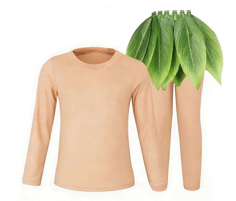 WonderBabe Boys Ocean adventure Long Sleeves 3Piece Shirt and Leggings Costumes Halloween Dress Up Outfit with Leaf Skirts Age 34 Years Brown - Image 2