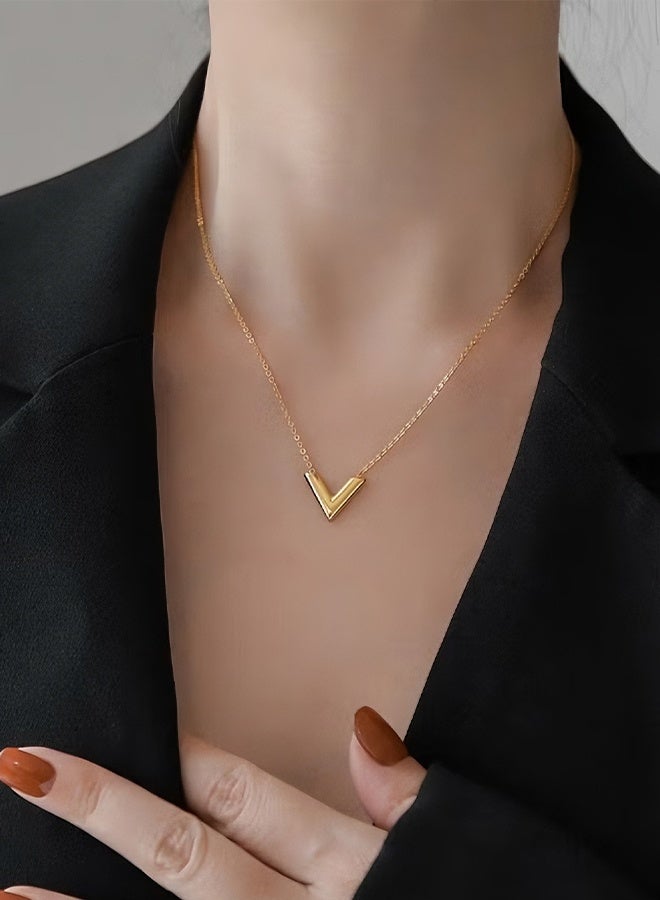 Happy D V-Shaped Pendant Necklace For Women and Girls Trendy Fashion Accessories with a Unique Minimalist Vibe Fashion Jewelry Dress Accessories - Image 3