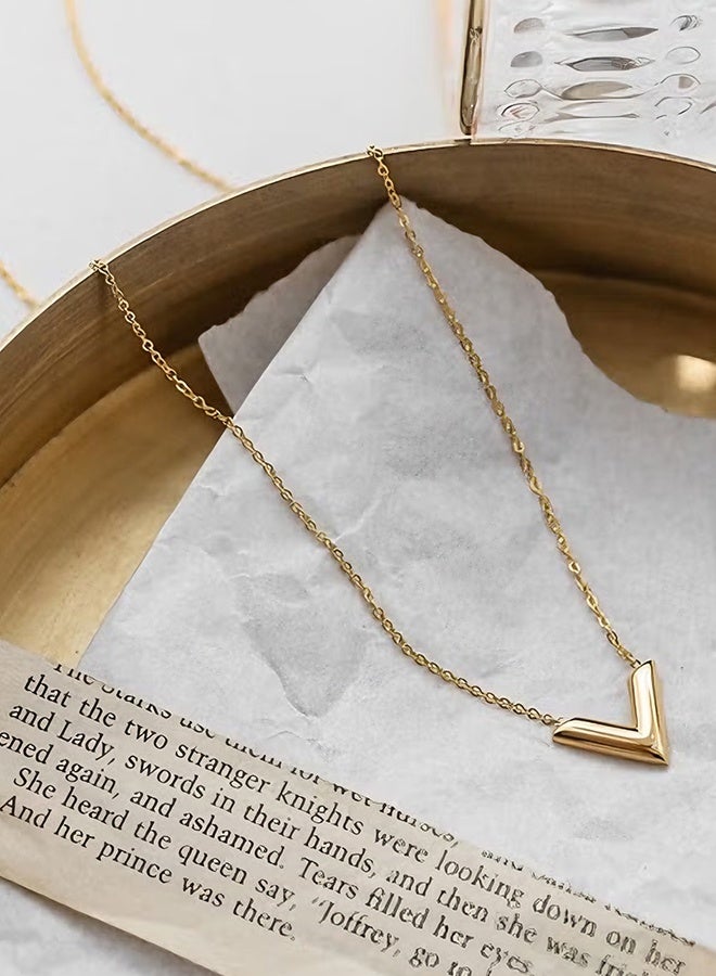 Happy D V-Shaped Pendant Necklace For Women and Girls Trendy Fashion Accessories with a Unique Minimalist Vibe Fashion Jewelry Dress Accessories - Image 4