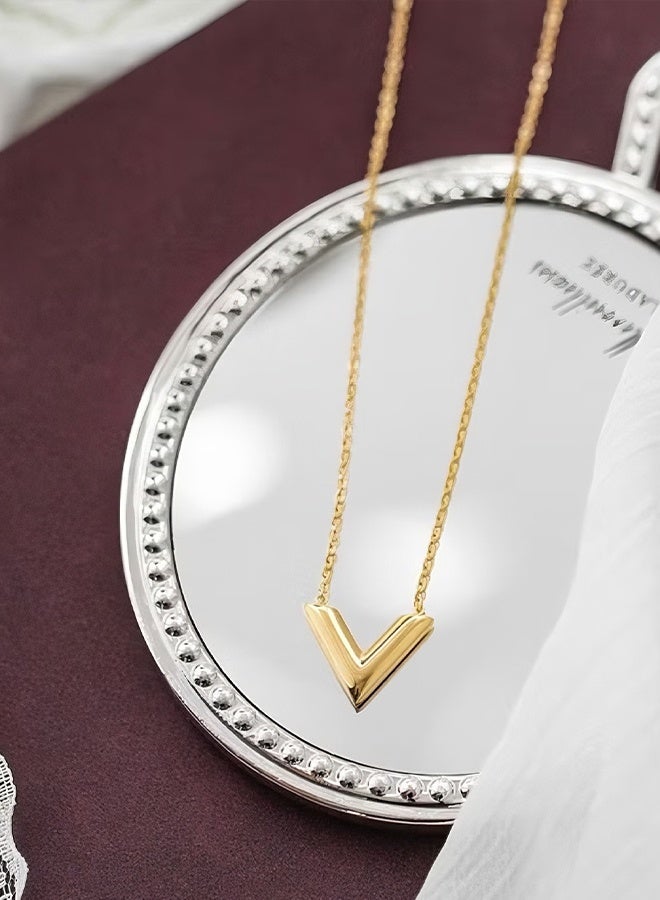 Happy D V-Shaped Pendant Necklace For Women and Girls Trendy Fashion Accessories with a Unique Minimalist Vibe Fashion Jewelry Dress Accessories - Image 2