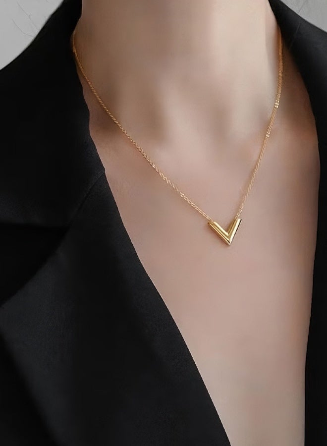 Happy D V-Shaped Pendant Necklace For Women and Girls Trendy Fashion Accessories with a Unique Minimalist Vibe Fashion Jewelry Dress Accessories - Image 1