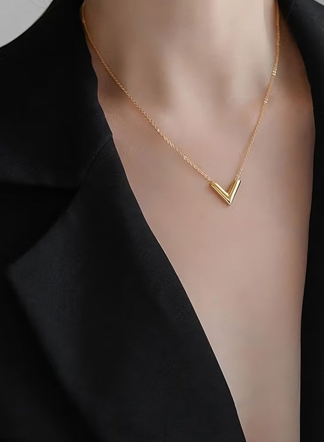 Happy D V-Shaped Pendant Necklace For Women and Girls Trendy Fashion Accessories with a Unique Minimalist Vibe Fashion Jewelry Dress Accessories - Image 5