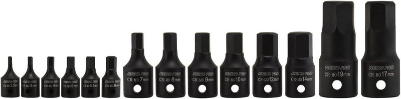 Neiko NEIKO 01141B Allen-Bit Socket Set, Metric Socket Set, 2.5 mm to 19 mm, 1/4-Inch, 3/8-Inch, and 1/2-Inch Drive, CrMo Steel, Impact-Grade, 14-Piece Set  - Image 3