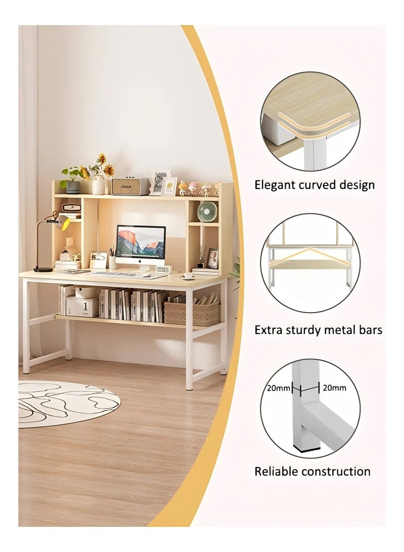 زويهاو طاولة للكتابة والدراسة مع رف للكتب، مكتب منزلي للكمبيوتر المحمول 110×50×127 سم - Image 3