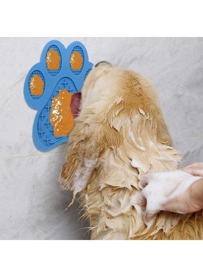 IBAMA وسادة لسان السيليكون للحيوانات الأليفة من IBAMA، طعام بطيء مضاد للاختناق مع أداة كوب شفط، للكلاب والقطط، لتشتيت الانتباه أثناء الاستحمام، عبوة من قطعتين باللونين الأخضر والأزرق - Image 2