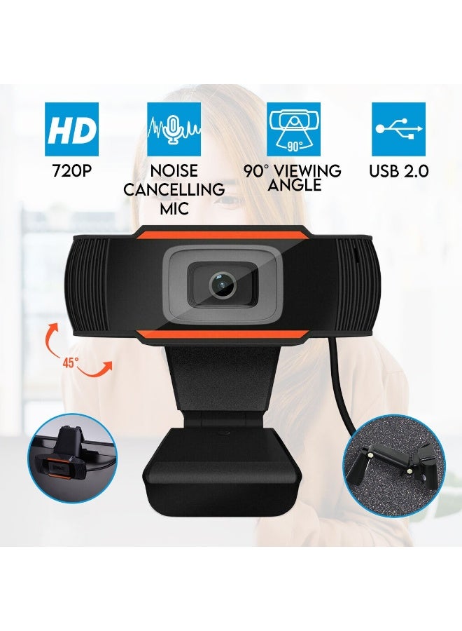 كاميرا ويب عالية الدقة HD 720P بجودة صوت نقية وعزل الضوضاء وتركيز يدوي لون أسود - Image 3