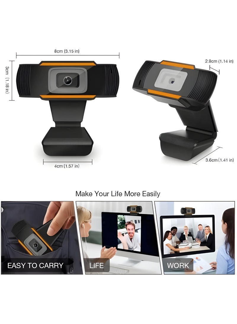 كاميرا ويب عالية الدقة HD 720P بجودة صوت نقية وعزل الضوضاء وتركيز يدوي لون أسود - Image 4