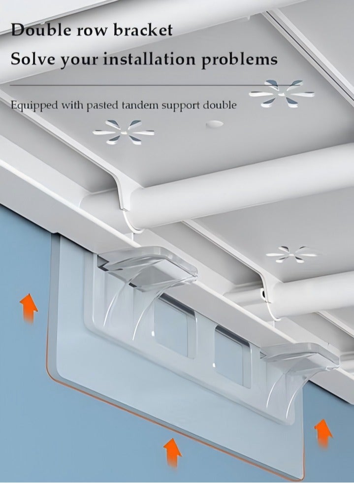 DUNISO Wardrobe Tension Rack, expandable wardrobe rack, adjustable storage rack, non perforated collection partition, used for wardrobes, cabinets, bookshelves, bathrooms, white (42cm wide, adjustable from 48 to 80cm long) - Image 2