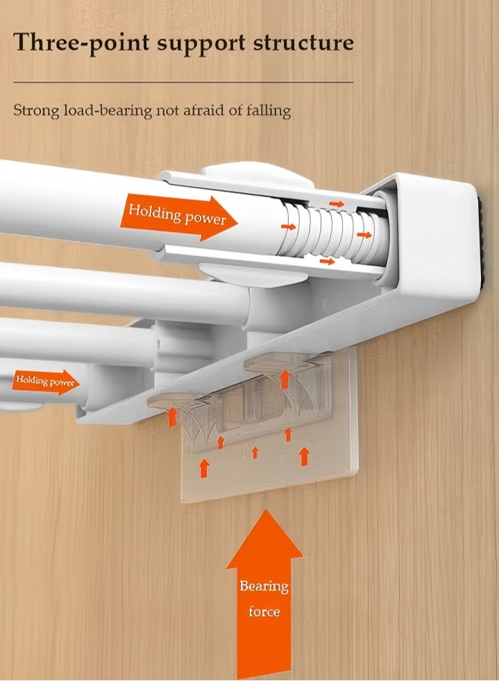 DUNISO Wardrobe Tension Rack, expandable wardrobe rack, adjustable storage rack, non perforated collection partition, used for wardrobes, cabinets, bookshelves, bathrooms, white (42cm wide, adjustable from 48 to 80cm long) - Image 3