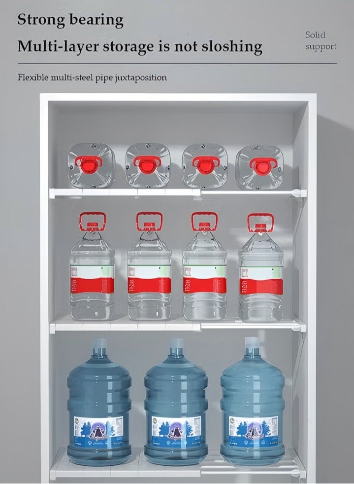 DUNISO Wardrobe Tension Rack, expandable wardrobe rack, adjustable storage rack, non perforated collection partition, used for wardrobes, cabinets, bookshelves, bathrooms, white (42cm wide, adjustable from 48 to 80cm long) - Image 5