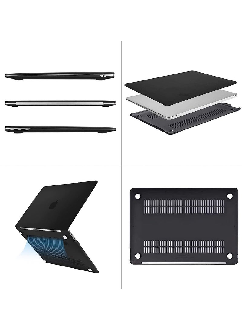 متوافق مع حافظة MacBook Air 13 بوصة 2022 2021 2020 2019 2018 الإصدار A2337 M1 A2179 A1932 شاشة Retina مع معرف اللمس، غطاء حماية من البلاستيك الصلب، أسود - Image 3