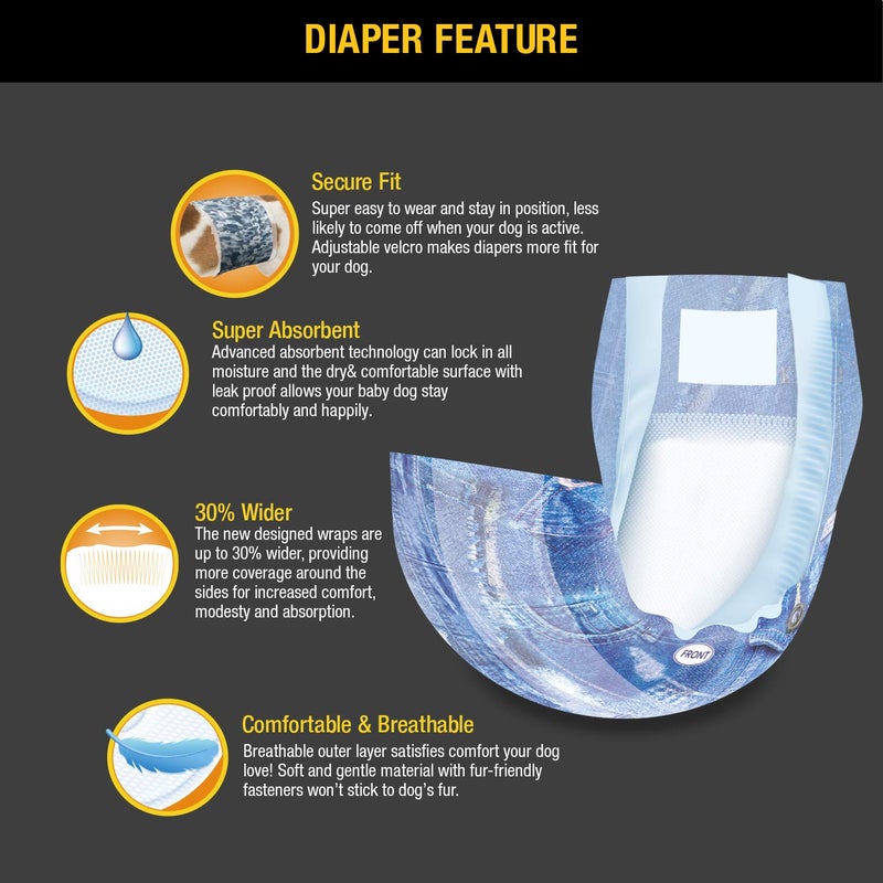 Dono XS 48 Count Male Dog Diapers, Super Absorbent Leak-Proof Fit for Excitable Urination & Incontinence - Image 4