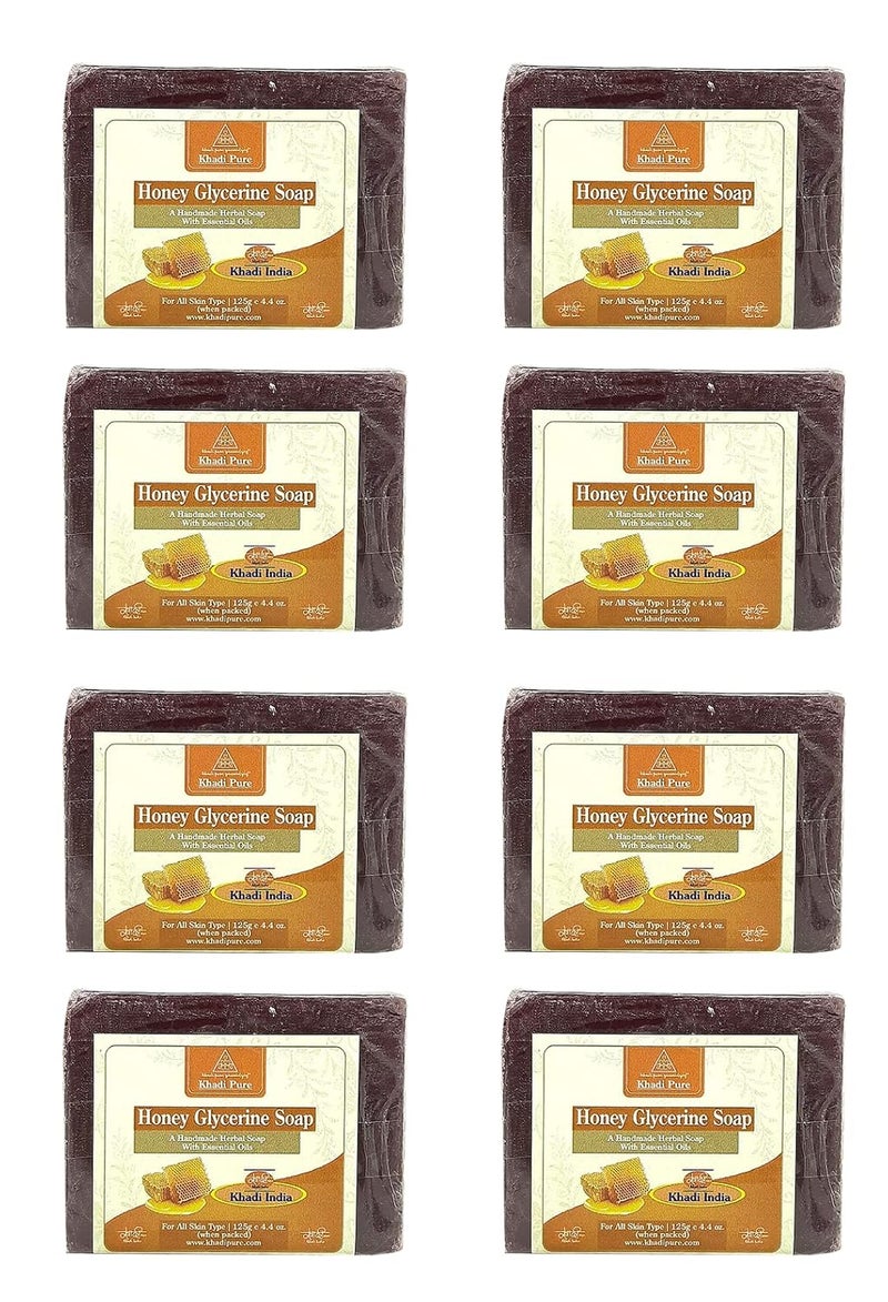 Khadi Pure Herbal Honey Glycerin Soap 125 g Pack of 8 - Image 1