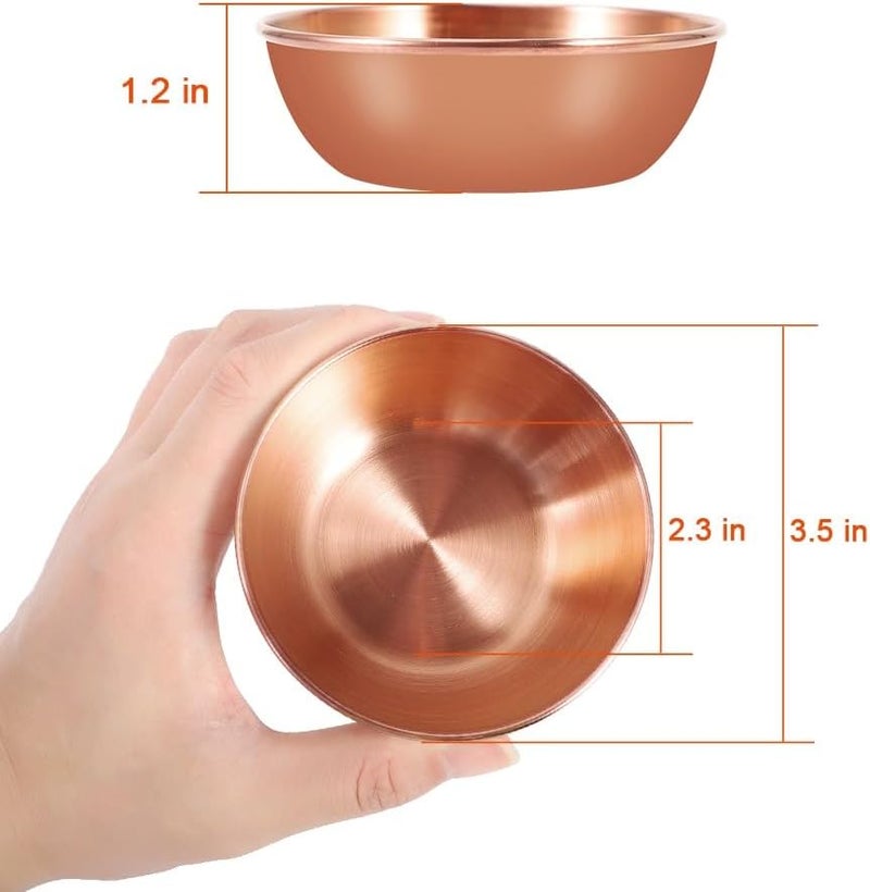 Amytalk 8 Pack 35inch Stainless Steel Sauce Dishes Mini Individual Saucers Bowl Round Seasoning Dishes Sushi Dipping Bowl Appetizer Plates Rose Gold - Image 2