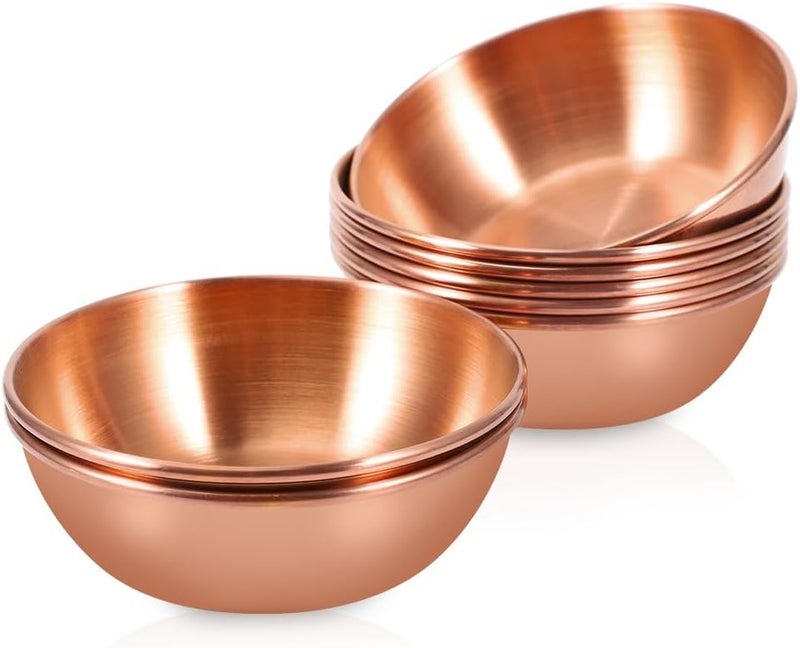 Amytalk 8 Pack 35inch Stainless Steel Sauce Dishes Mini Individual Saucers Bowl Round Seasoning Dishes Sushi Dipping Bowl Appetizer Plates Rose Gold - Image 1