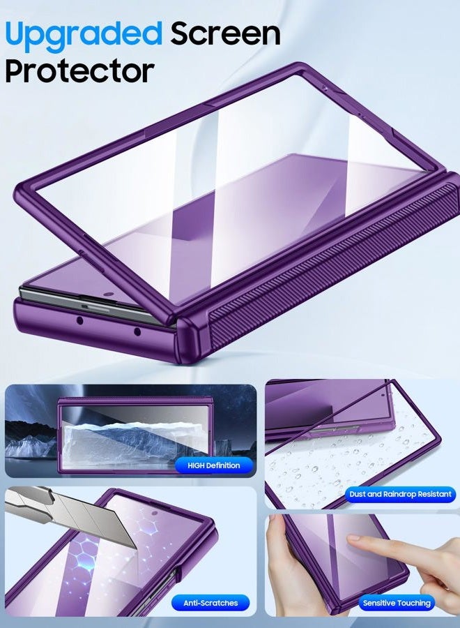 BSNRM for Samsung Galaxy Z Fold 7 Case with Card Holder RFID Blocking, Built in Slide Lens Cover & Hinge Protection & Screen Protector, Shockproof Wallet Case for Z Fold 7 (Purple) - Image 5