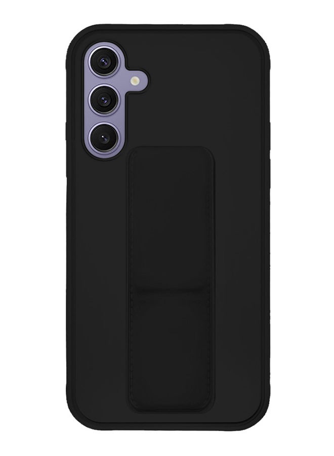 JOMILA Samsung Galaxy S24 Plus Case Magnetic Stand and Holder Premium Silicone Vertical and Horizontal Hand Strap Grip Multi Stand Car Mount Kickstand Case Finger Strap Cover Black - Image 1