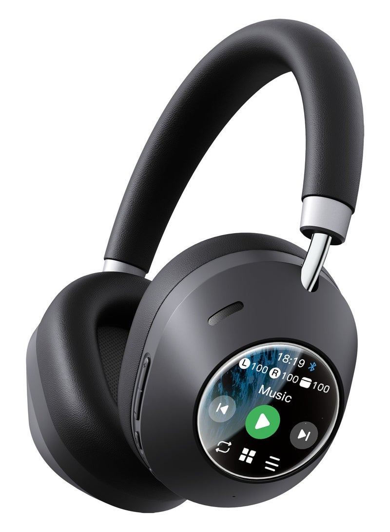GREEN LION Wireless Over-Ear Headphones with Hybrid ANC, 40mm Driver, 100H Playtime, Bluetooth V6.0, Type-C, Detachable LED Display, Lorenza - Black - Image 1