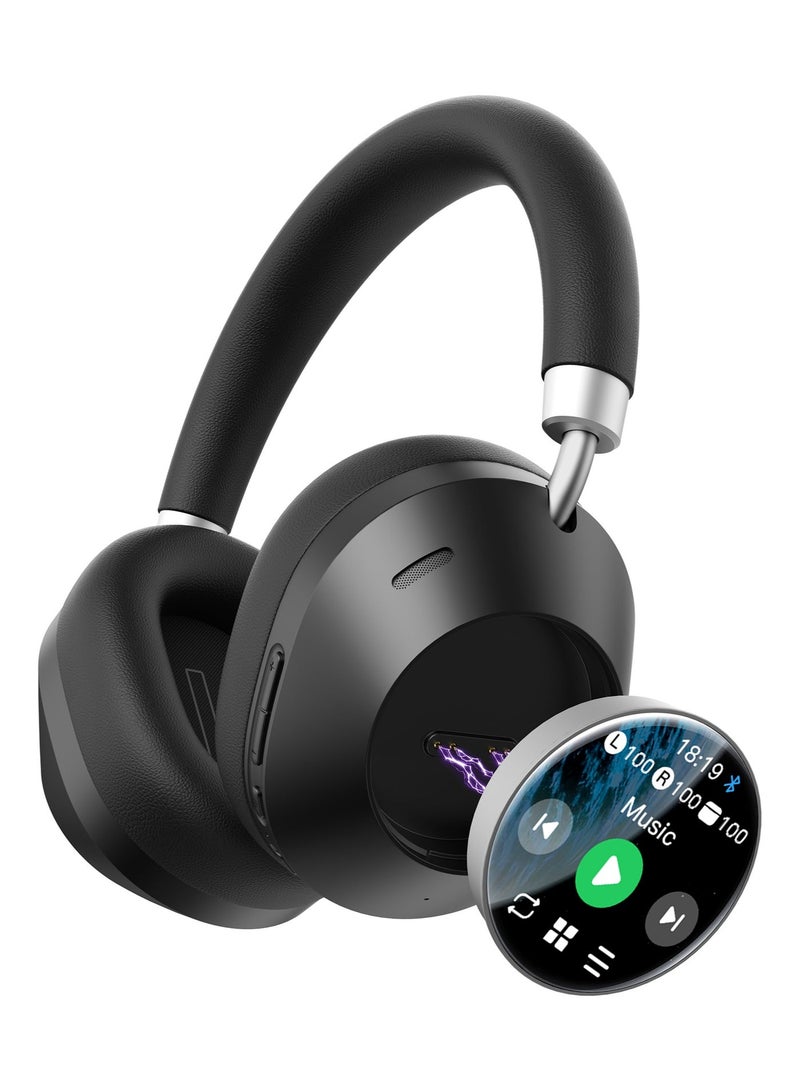 GREEN LION Wireless Over-Ear Headphones with Hybrid ANC, 40mm Driver, 100H Playtime, Bluetooth V6.0, Type-C, Detachable LED Display, Lorenza - Black - Image 2