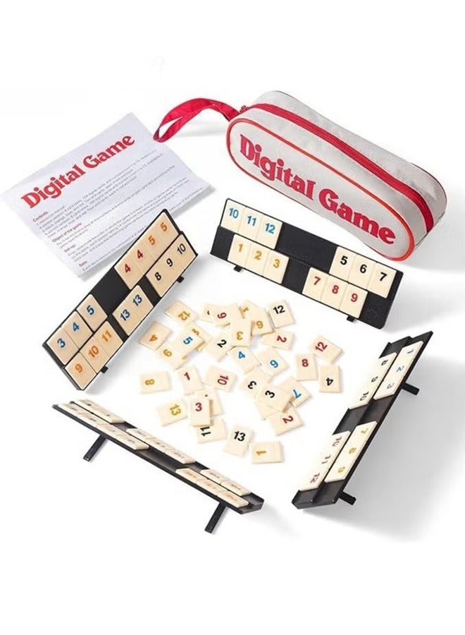 Digital Game with 4 Racks, 106 Digital Game Set with Portable Case, Rummy Tiles Travel Set with 4 Tiles Holders for Family Classic Board Games - Image 1
