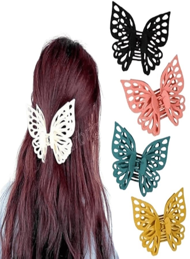 DIGALI ENTERPRISE Butterfly Hair Clips | Assorted Colours Matte Finish | Stylish Hair Claws for Thick & Medium Hair | Non-Slip Grip Hair Accessories for Women & Girls(set of-3) - Image 1