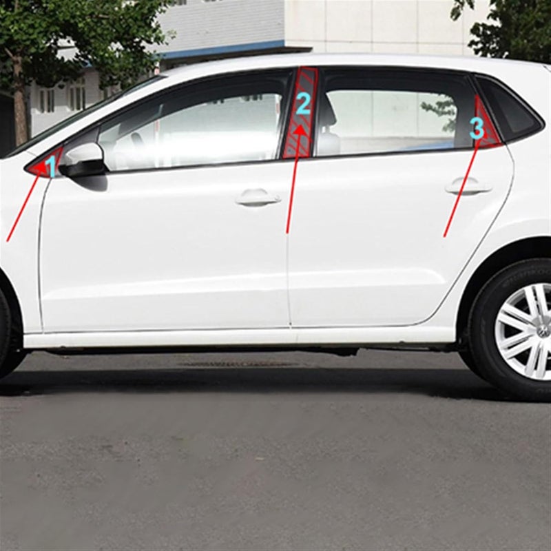 QASULER Black Window B C Pillars Protection Stickers for Polo - Image 5